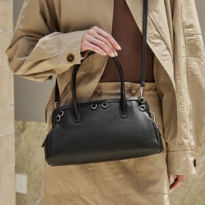 حقيبة بوسطن من الجلد الطبيعي الناعم من HIFASHION للنساء